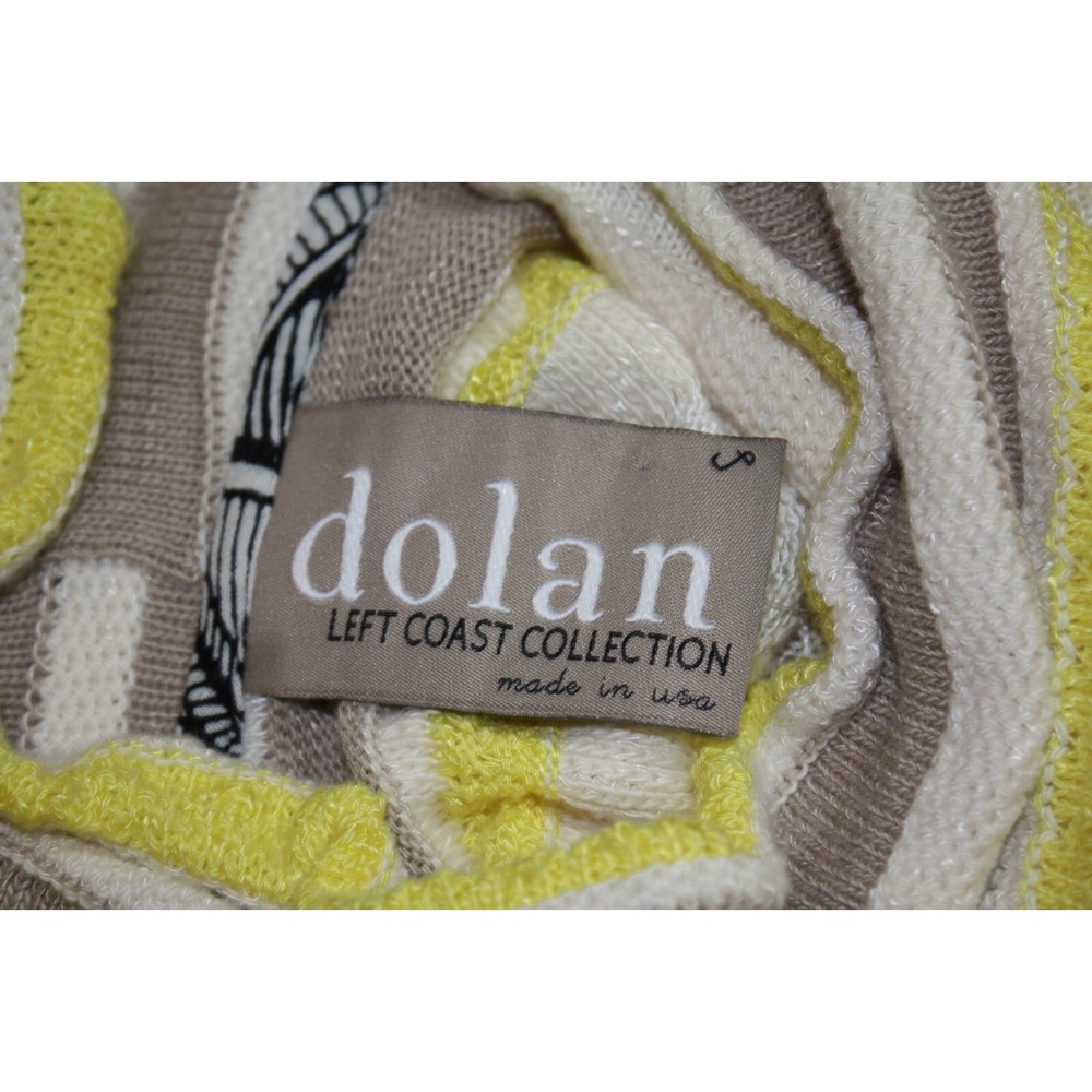 Dolan Top Womens Small Yellow Cowl Neck Striped Sleeveless Knit Sweater Vacation - Picture 2 of 11